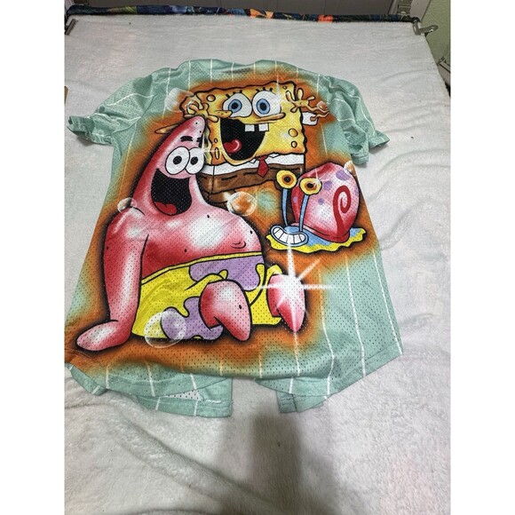 SpongeBob SquarePants Nickelodeon #99 Baseball Jersey Teal Blue •‎ Medium - Picture 7 of 8